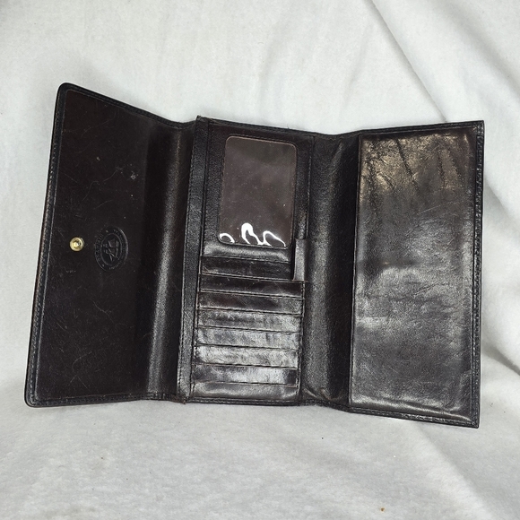 RARE First Edition Brahmin Checkbook Wallet CHOCOLATE COPA CABANA Leathe… - Picture 3 of 5